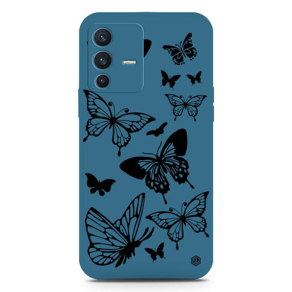 Cute Butterfly Design Soft Phone Case - Silica Gel Case - Blue - Vivo S12