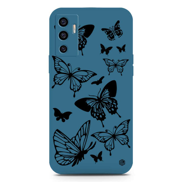 Cute Butterfly Design Soft Phone Case - Silica Gel Case - Blue - Vivo S10e