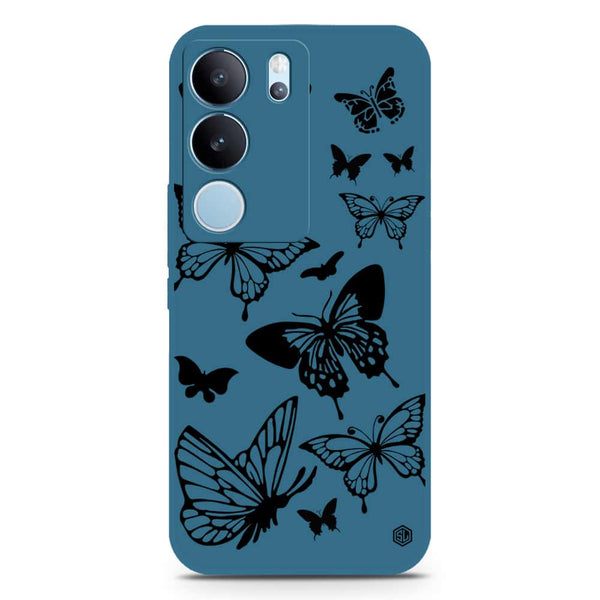 Cute Butterfly Design Soft Phone Case - Silica Gel Case - Blue - Vivo S17 Pro