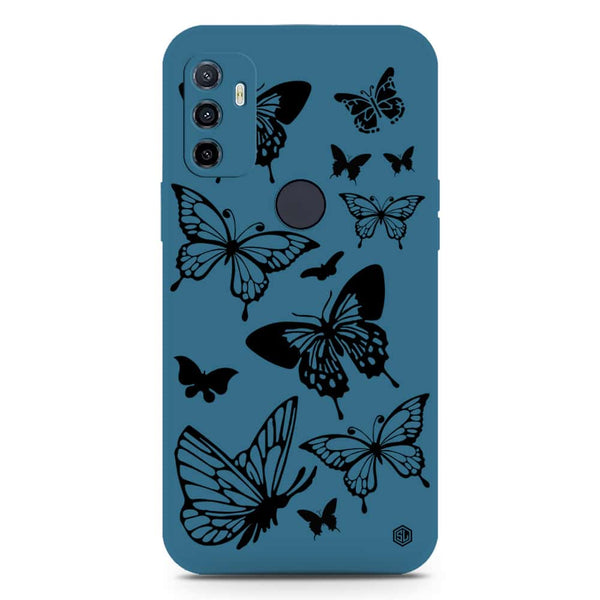 Cute Butterfly Design Soft Phone Case - Silica Gel Case - Blue - Oppo A32