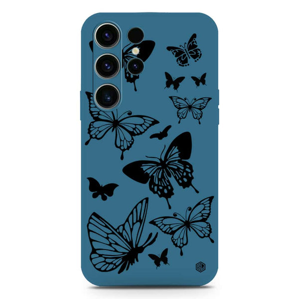 Cute Butterfly Design Soft Phone Case - Silica Gel Case - Blue - Samsung Galaxy S23 Ultra 5G