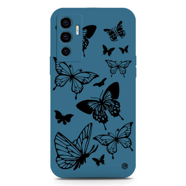 Cute Butterfly Design Soft Phone Case - Silica Gel Case - Blue - Vivo V23e 5G