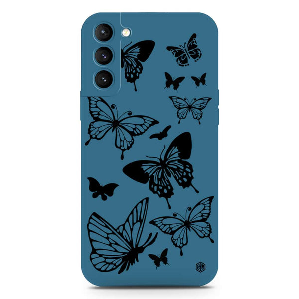 Cute Butterfly Design Soft Phone Case - Silica Gel Case - Blue - Samsung Galaxy S21 Plus 5G