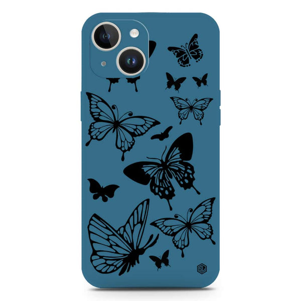 Cute Butterfly Design Soft Phone Case - Silica Gel Case - Blue - iPhone 14 Pro