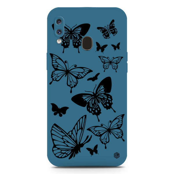 Cute Butterfly Design Soft Phone Case - Silica Gel Case - Blue - Samsung Galaxy A20