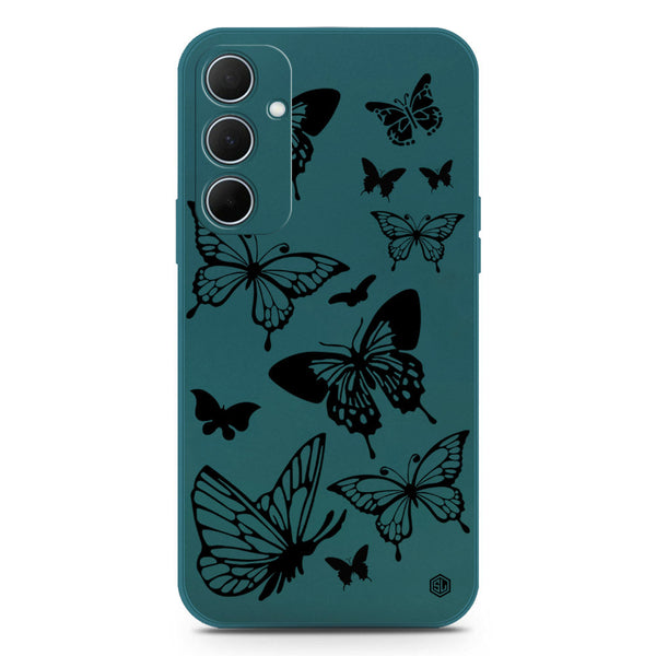 Cute Butterfly Design Soft Phone Case - Silica Gel Case - Darkgreen - Samsung Galaxy A35