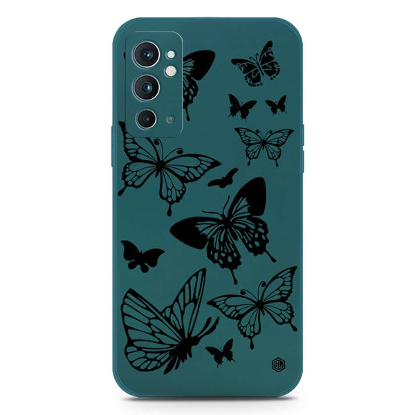 Cute Butterfly Design Soft Phone Case - Silica Gel Case - Darkgreen - OnePlus 9RT 5G