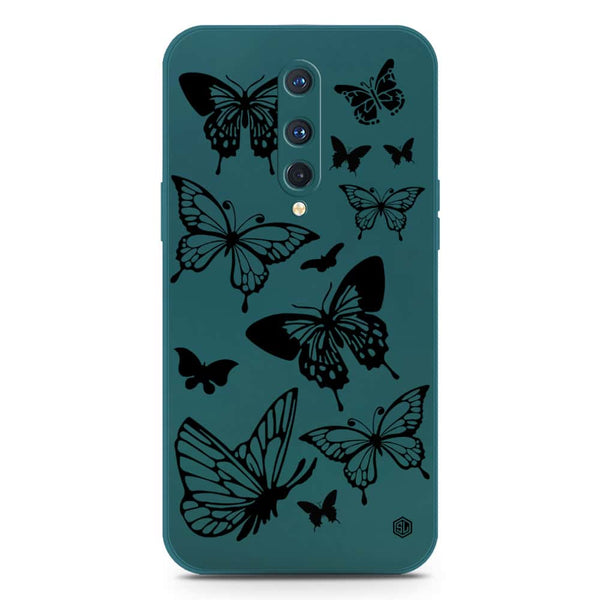 Cute Butterfly Design Soft Phone Case - Silica Gel Case - Darkgreen - OnePlus 8