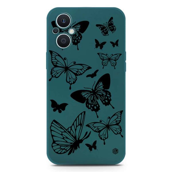 Cute Butterfly Design Soft Phone Case - Silica Gel Case - Darkgreen - Oppo Reno 8 Lite