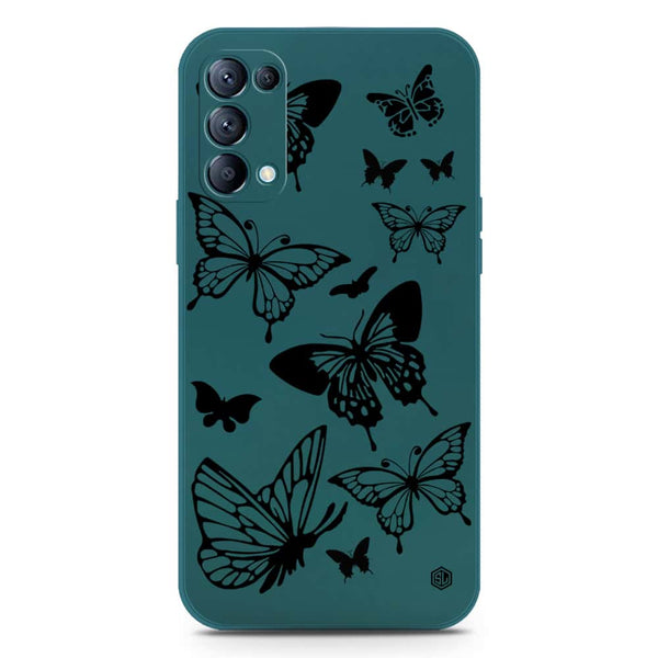 Cute Butterfly Design Soft Phone Case - Silica Gel Case - Darkgreen - Oppo Reno 5 Pro 5G