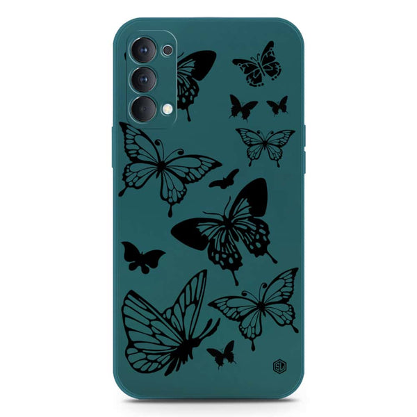 Cute Butterfly Design Soft Phone Case - Silica Gel Case - Darkgreen - Oppo Reno 4 5G