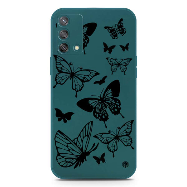 Cute Butterfly Design Soft Phone Case - Silica Gel Case - Darkgreen - Oppo A74