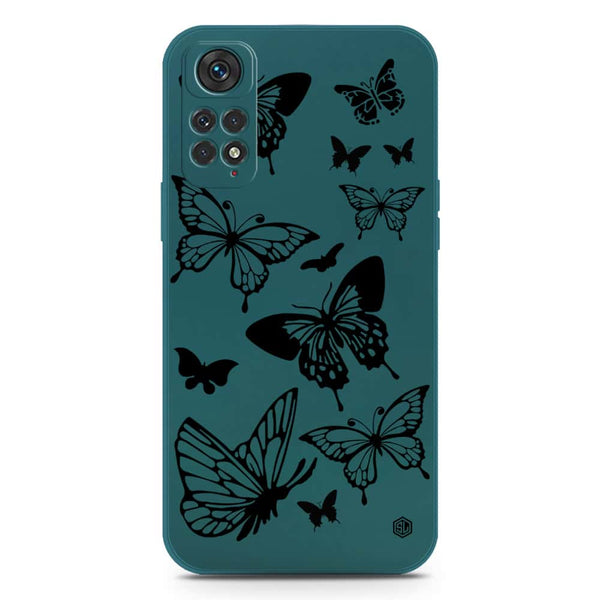 Cute Butterfly Design Soft Phone Case - Silica Gel Case - Darkgreen - Xiaomi Redmi Note 11 4G