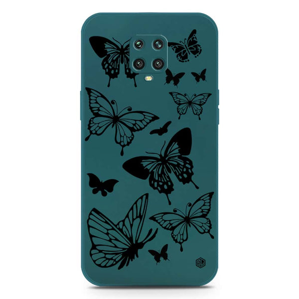 Cute Butterfly Design Soft Phone Case - Silica Gel Case - Darkgreen - Xiaomi Redmi Note 9 Pro