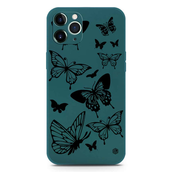 Cute Butterfly Design Soft Phone Case - Silica Gel Case - Darkgreen - iPhone 11 Pro Max