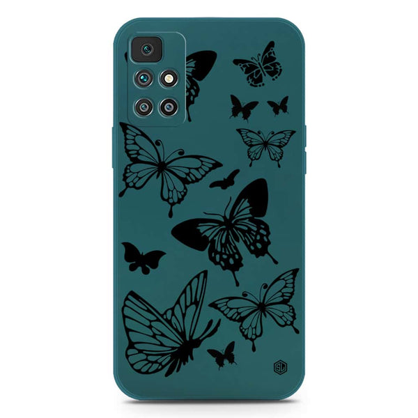 Cute Butterfly Design Soft Phone Case - Silica Gel Case - Darkgreen - Xiaomi Redmi 10 Prime