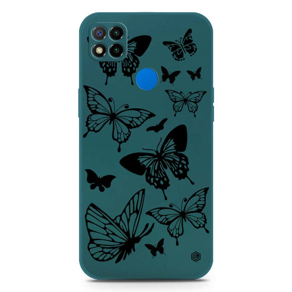 Cute Butterfly Design Soft Phone Case - Silica Gel Case - Darkgreen - Xiaomi Redmi 9C