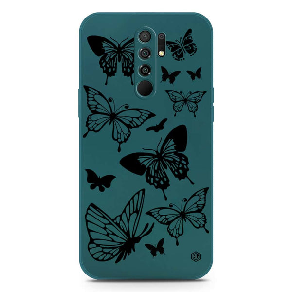 Cute Butterfly Design Soft Phone Case - Silica Gel Case - Darkgreen - Xiaomi Redmi 9i