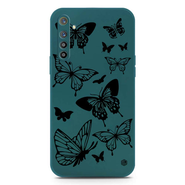 Cute Butterfly Design Soft Phone Case - Silica Gel Case - Darkgreen - Realme XT