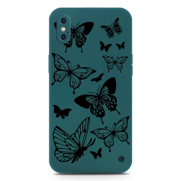 Cute Butterfly Design Soft Phone Case - Silica Gel Case - Darkgreen - iPhone XS Max