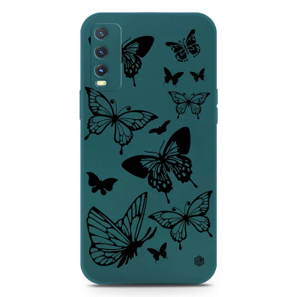 Cute Butterfly Design Soft Phone Case - Silica Gel Case - Darkgreen - Vivo Y20T