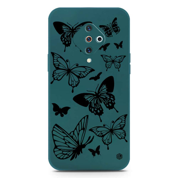 Cute Butterfly Design Soft Phone Case - Silica Gel Case - Darkgreen - Vivo Y9s