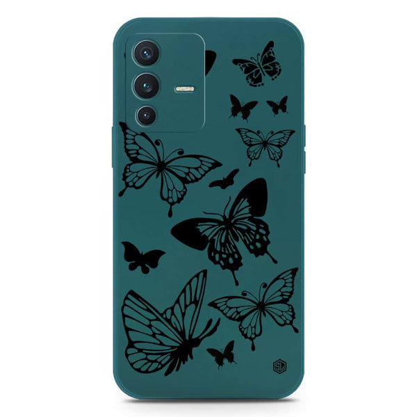 Cute Butterfly Design Soft Phone Case - Silica Gel Case - Darkgreen - Vivo S12