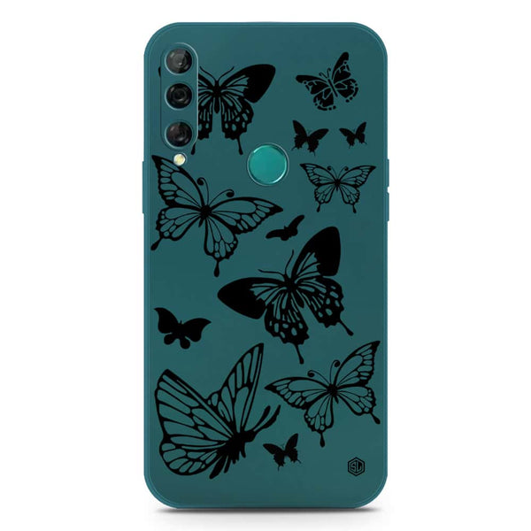 Cute Butterfly Design Soft Phone Case - Silica Gel Case - Darkgreen - Huawei Y9 Prime 2019