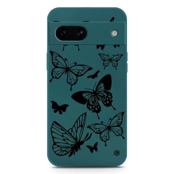 Cute Butterfly Design Soft Phone Case - Silica Gel Case - Darkgreen - Google Pixel 7a