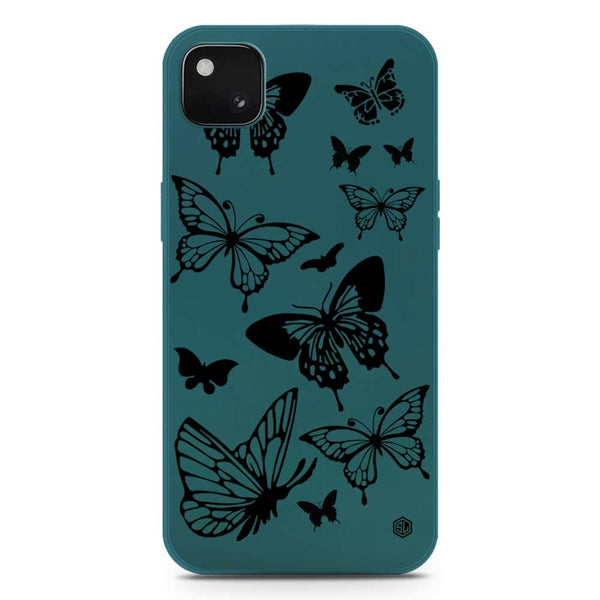 Cute Butterfly Design Soft Phone Case - Silica Gel Case - Darkgreen - Google Pixel 4