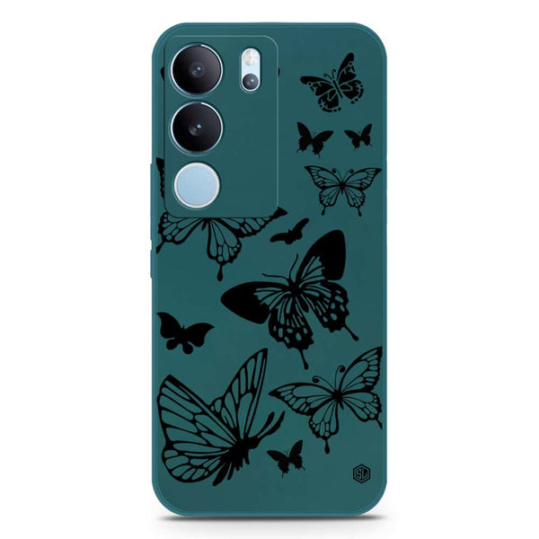 Cute Butterfly Design Soft Phone Case - Silica Gel Case - Darkgreen - Vivo S17 Pro