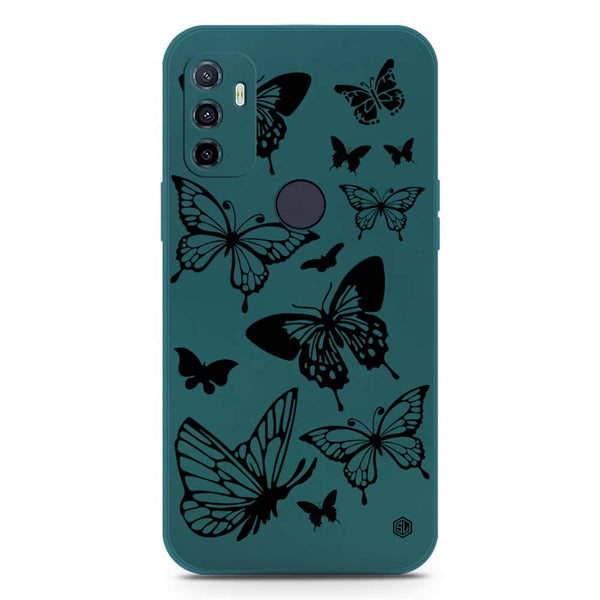 Cute Butterfly Design Soft Phone Case - Silica Gel Case - Darkgreen - Oppo A32