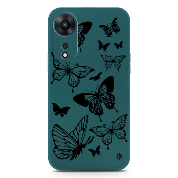 Cute Butterfly Design Soft Phone Case - Silica Gel Case - Darkgreen - Oppo A58 4G