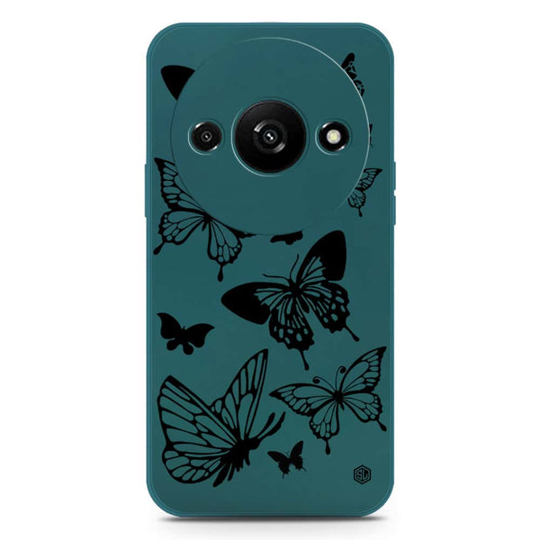 Cute Butterfly Design Soft Phone Case - Silica Gel Case - Darkgreen - Xiaomi Redmi A3