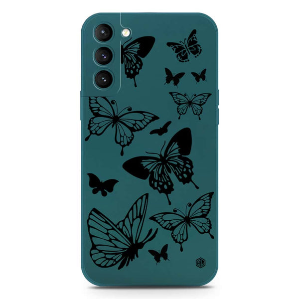 Cute Butterfly Design Soft Phone Case - Silica Gel Case - Darkgreen - Samsung Galaxy S21 Plus 5G