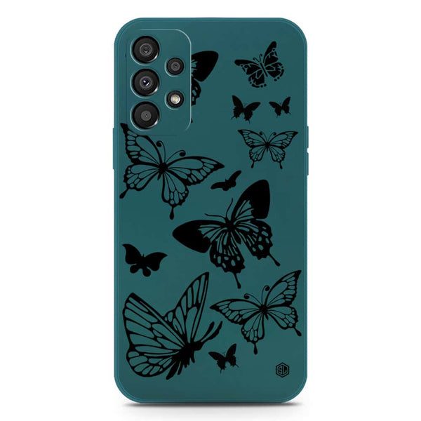 Cute Butterfly Design Soft Phone Case - Silica Gel Case - Darkgreen - Samsung Galaxy A72