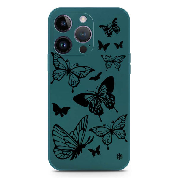 Cute Butterfly Design Soft Phone Case - Silica Gel Case - Darkgreen - iPhone 14 Plus