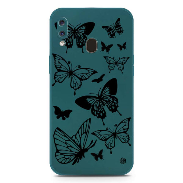 Cute Butterfly Design Soft Phone Case - Silica Gel Case - Darkgreen - Samsung Galaxy A20