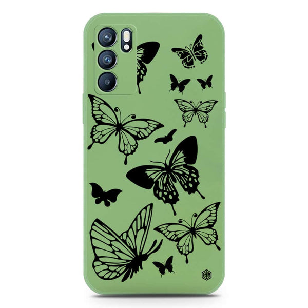 Cute Butterfly Design Soft Phone Case - Silica Gel Case - LightGreen - Oppo Reno 6 Pro 5G