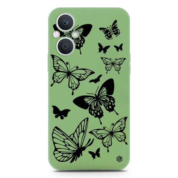 Cute Butterfly Design Soft Phone Case - Silica Gel Case - LightGreen - Oppo A96 5G