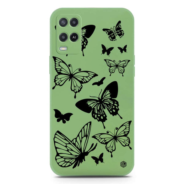 Cute Butterfly Design Soft Phone Case - Silica Gel Case - LightGreen - Oppo A55 5G