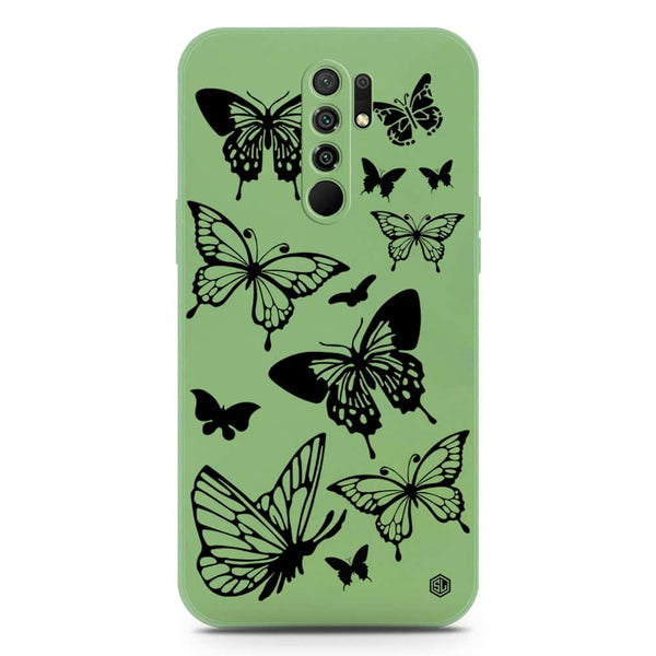 Cute Butterfly Design Soft Phone Case - Silica Gel Case - LightGreen - Xiaomi Redmi 9 Prime