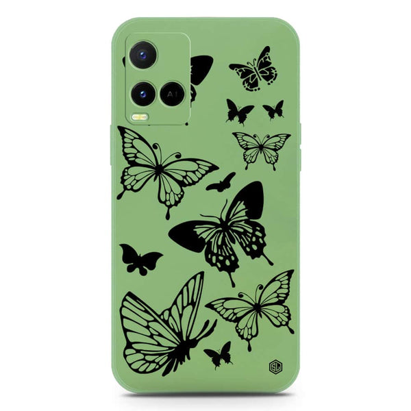 Cute Butterfly Design Soft Phone Case - Silica Gel Case - LightGreen - Vivo Y33s