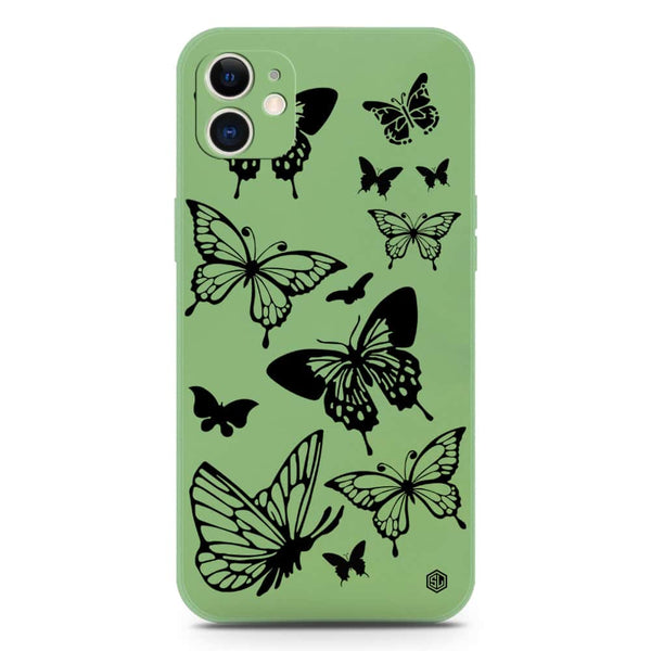 Cute Butterfly Design Soft Phone Case - Silica Gel Case - LightGreen - iPhone 11