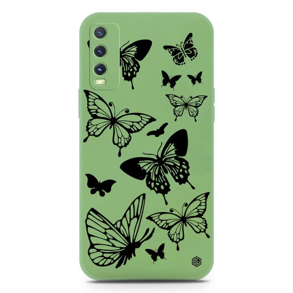 Cute Butterfly Design Soft Phone Case - Silica Gel Case - LightGreen - Vivo Y20i