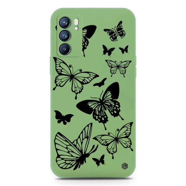 Cute Butterfly Design Soft Phone Case - Silica Gel Case - LightGreen - Oppo Reno 6 5G