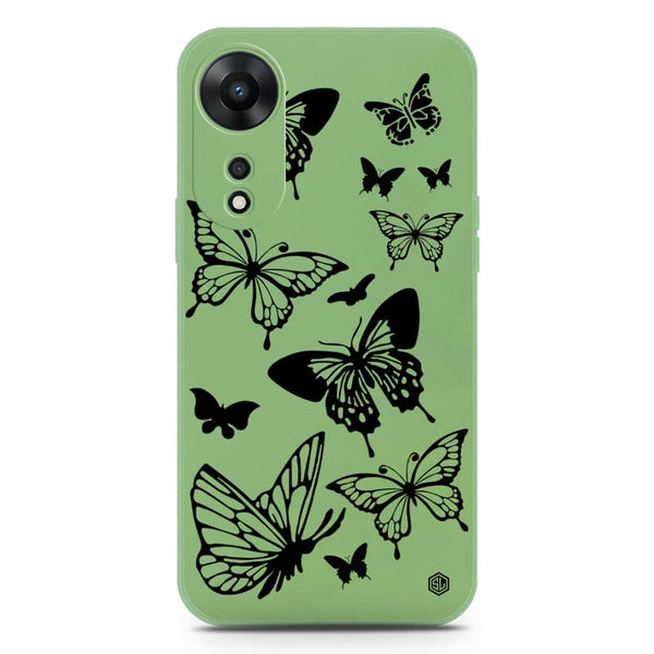 Cute Butterfly Design Soft Phone Case - Silica Gel Case - LightGreen - Oppo A58 4G