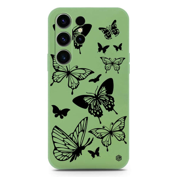 Cute Butterfly Design Soft Phone Case - Silica Gel Case - LightGreen - Samsung Galaxy S23 Ultra 5G