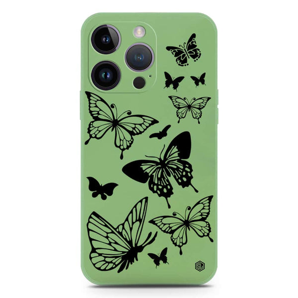 Cute Butterfly Design Soft Phone Case - Silica Gel Case - LightGreen - iPhone 14 Pro