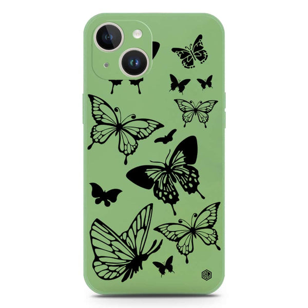 Cute Butterfly Design Soft Phone Case - Silica Gel Case - LightGreen - iPhone 14 Plus